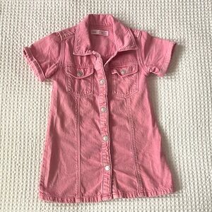 Zara Kids Pink Button-Down Denim Shirt Dress